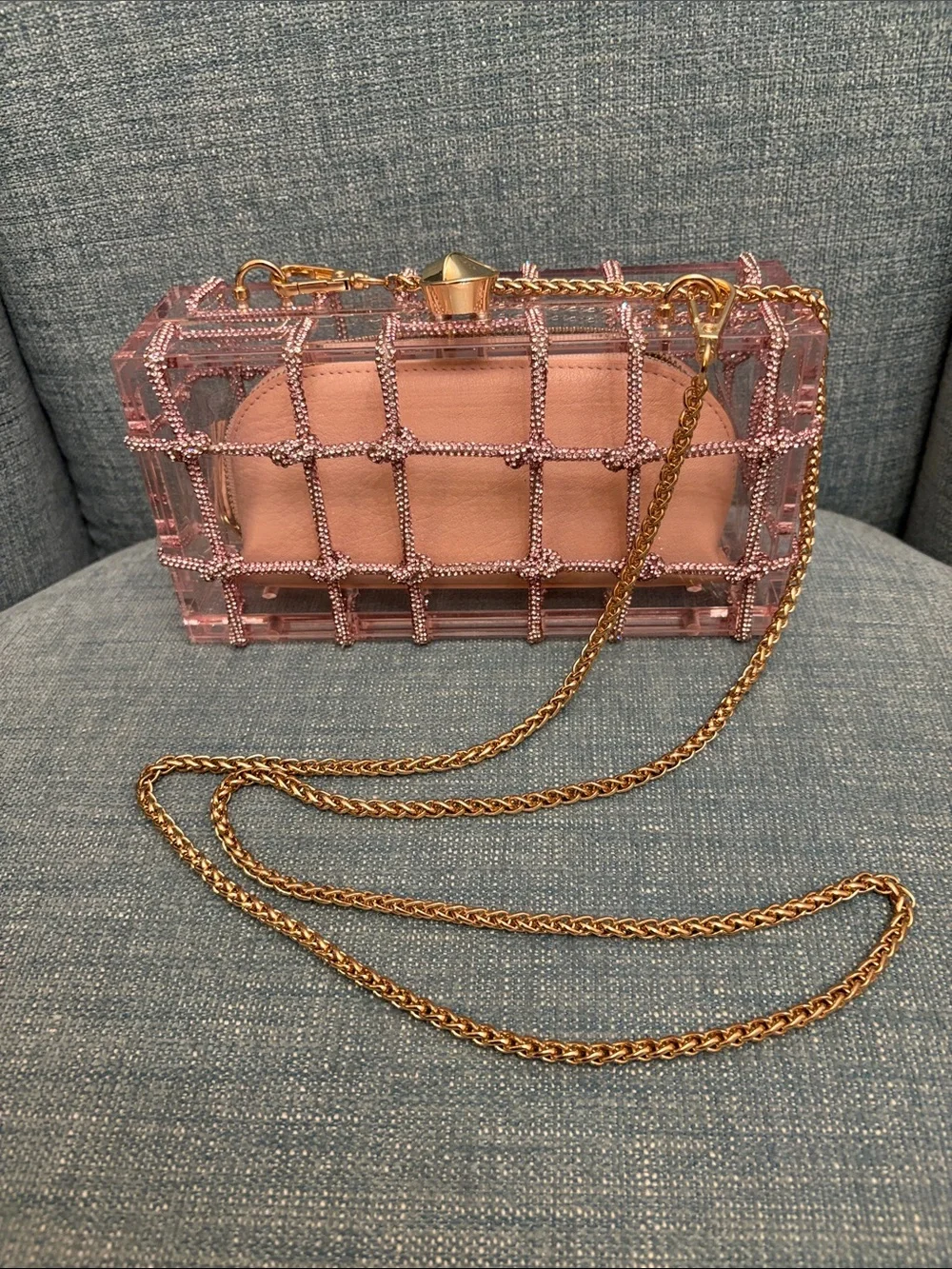 Altar'd State Pink Crystal Grid Crossbody with Gold Chain Strap - Picture 16 of 16